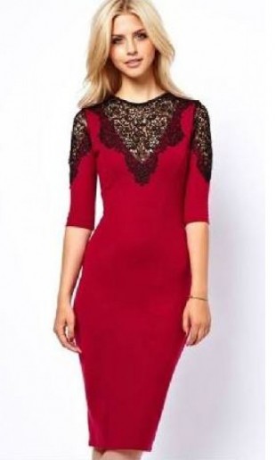 EU Inspired Lacy Red Dress